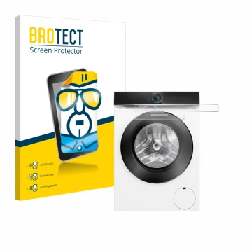 Face avant d’un emballage produit avec le logo de la marque BROTECT. À côté, l’appareil Siemens WG56B2041 IQ700 Touchdisplay e