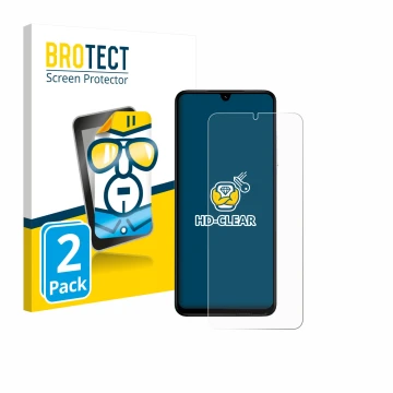 Face avant d’un emballage produit avec le logo de la marque BROTECT. À côté, l’appareil Xiaomi Poco C71 est représenté avec la