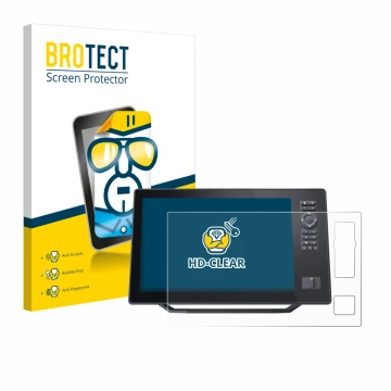 Face avant d’un emballage produit avec le logo de la marque BROTECT. À côté, l’appareil Humminbird Xplore 12 est représenté av