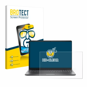 Face avant d’un emballage produit avec le logo de la marque BROTECT. À côté, l’appareil Dell Pro 16 PC16250 est représenté ave