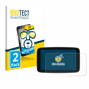 Face avant d’un emballage produit avec le logo de la marque BROTECT. À côté, l’appareil TomTom Go Navigator 6 (2ème génération