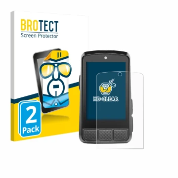 Face avant d’un emballage produit avec le logo de la marque BROTECT. À côté, l’appareil Wahoo Elemnt Bolt 3 est représenté ave