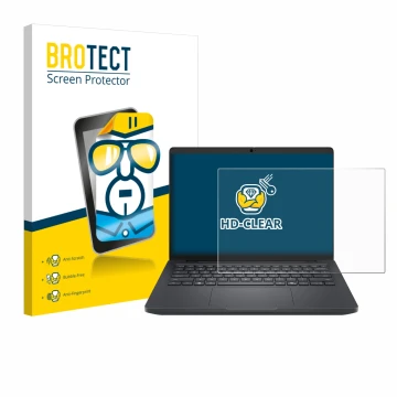 Face avant d’un emballage produit avec le logo de la marque BROTECT. À côté, l’appareil Dell Pro Max 14 est représenté avec la