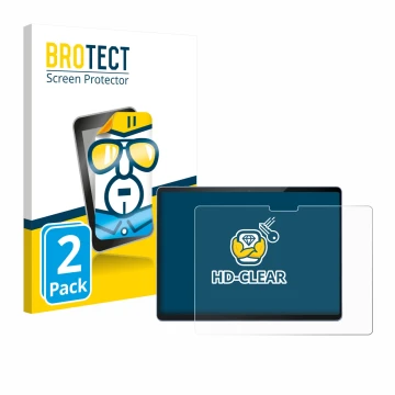 Face avant d’un emballage produit avec le logo de la marque BROTECT. À côté, l’appareil Microsoft Surface Pro 13 est représent