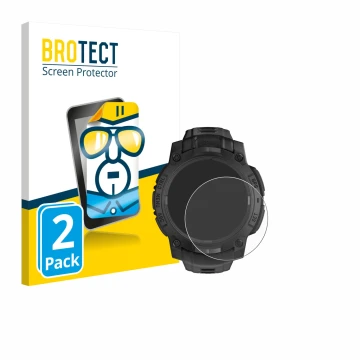 Face avant d’un emballage produit avec le logo de la marque BROTECT. À côté, l’appareil Garmin Instinct 3 Solar Tactical Editi