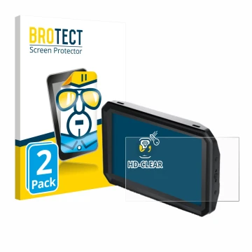 Face avant d’un emballage produit avec le logo de la marque BROTECT. À côté, l’appareil Blackmagic Design Pyxis Monitor 5