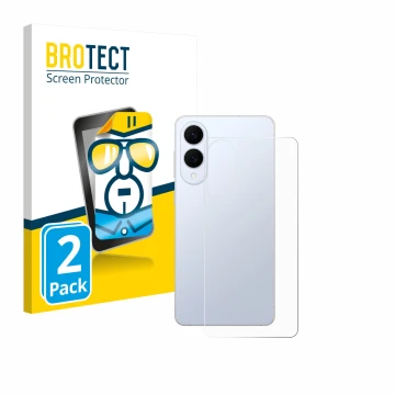 Face avant d’un emballage produit avec le logo de la marque BROTECT. À côté, l’appareil Samsung Galaxy S25 Edge (Arrière) est 
