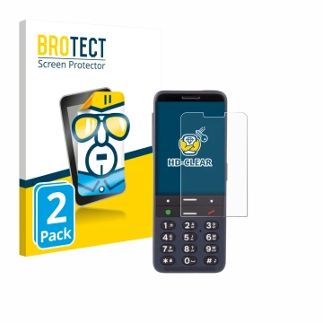 Face avant d’un emballage produit avec le logo de la marque BROTECT. À côté, l’appareil BlindShell Classic 3 est représenté av