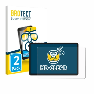 Face avant d’un emballage produit avec le logo de la marque BROTECT. À côté, l’appareil Tabwee T20 10.1