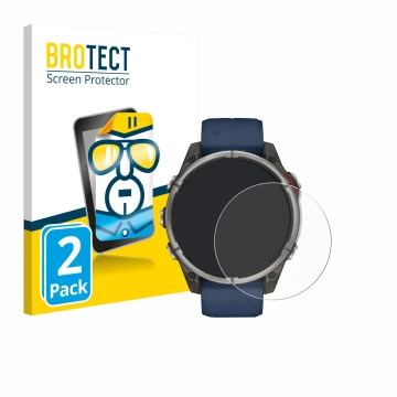 Face avant d’un emballage produit avec le logo de la marque BROTECT. À côté, l’appareil Garmin quatix 8 (47 mm) est représenté