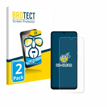 Face avant d’un emballage produit avec le logo de la marque BROTECT. À côté, l’appareil Doogee Note 59 Pro Plus est représenté