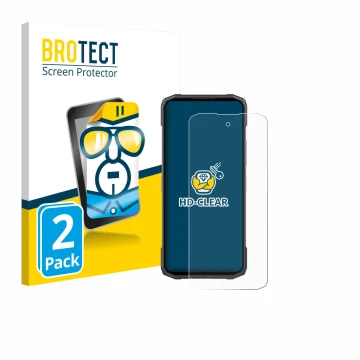 Face avant d’un emballage produit avec le logo de la marque BROTECT. À côté, l’appareil Doogee Blade 20 est représenté avec la