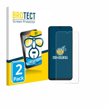 Face avant d’un emballage produit avec le logo de la marque BROTECT. À côté, l’appareil Blackview Shark 6 5G est représenté av