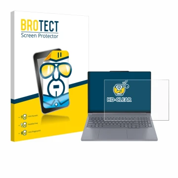 Face avant d’un emballage produit avec le logo de la marque BROTECT. À côté, l’appareil Lenovo ThinkBook 16p Gen 6 est représe