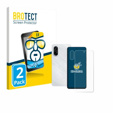 Face avant d’un emballage produit avec le logo de la marque BROTECT. À côté, l’appareil OnePlus Nord CE 5 (Avant+Caméra) est r