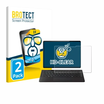 Face avant d’un emballage produit avec le logo de la marque BROTECT. À côté, l’appareil Microsoft Surface Pro Copilot+ 13