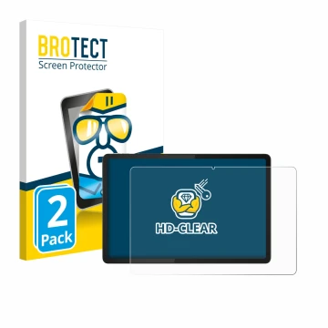 Face avant d’un emballage produit avec le logo de la marque BROTECT. À côté, l’appareil Lenovo Tab K11e est représenté avec la