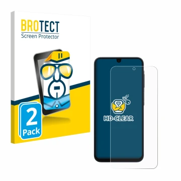 Face avant d’un emballage produit avec le logo de la marque BROTECT. À côté, l’appareil Samsung Galaxy A17 5G est représenté a