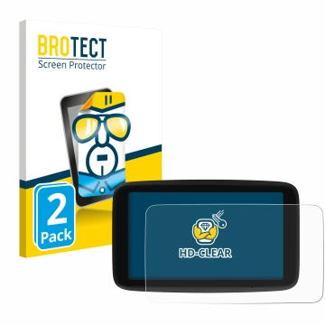 Face avant d’un emballage produit avec le logo de la marque BROTECT. À côté, l’appareil TomTom GO Classic 6