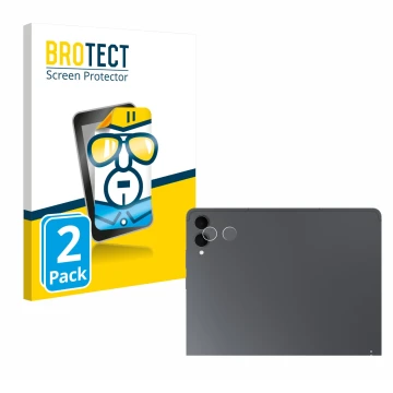 Face avant d’un emballage produit avec le logo de la marque BROTECT. À côté, l’appareil Samsung Galaxy Tab S11 Ultra (Caméra U