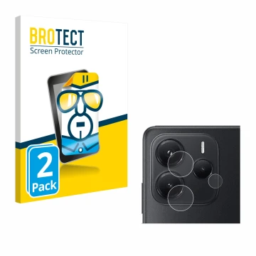 Face avant d’un emballage produit avec le logo de la marque BROTECT. À côté, l’appareil Xiaomi Redmi Note 14 4G (Caméra UNIQUE