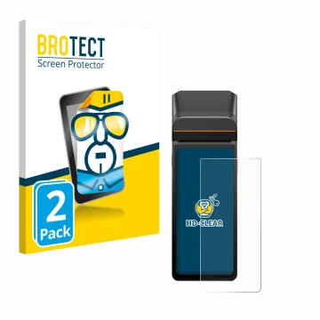 Face avant d’un emballage produit avec le logo de la marque BROTECT. À côté, l’appareil Sunmi V3H est représenté avec la prote