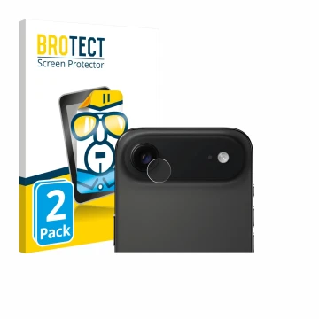 Face avant d’un emballage produit avec le logo de la marque BROTECT. À côté, l’appareil Apple iPhone Air (Caméra UNIQUEMENT) e