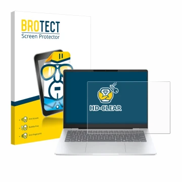 Face avant d’un emballage produit avec le logo de la marque BROTECT. À côté, l’appareil HP OmniBook 7 14