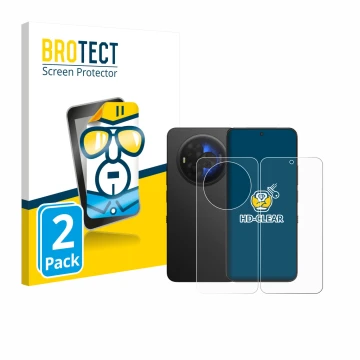 Face avant d’un emballage produit avec le logo de la marque BROTECT. À côté, l’appareil TCL NXTPAPER 60 Ultra (Avant+Arrière) 