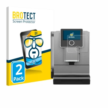 Face avant d’un emballage produit avec le logo de la marque BROTECT. À côté, l’appareil Nivona NICR 970 est représenté avec la