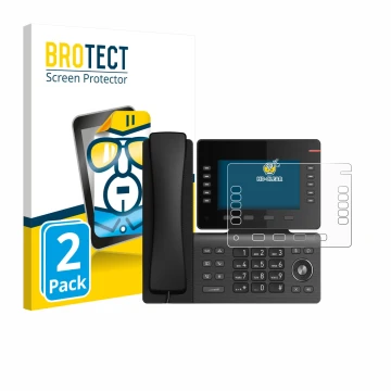 Face avant d’un emballage produit avec le logo de la marque BROTECT. À côté, l’appareil Snom D865 est représenté avec la prote