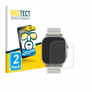 Face avant d’un emballage produit avec le logo de la marque BROTECT. À côté, l’appareil realme Watch 5 est représenté avec la 