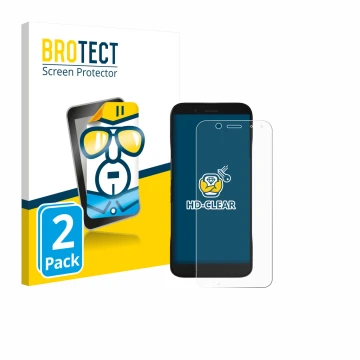 Face avant d’un emballage produit avec le logo de la marque BROTECT. À côté, l’appareil Datalogic Memor 17 HC est représenté a