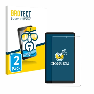 Face avant d’un emballage produit avec le logo de la marque BROTECT. À côté, l’appareil Samsung Galaxy Tab A11 8.7