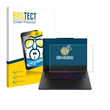 Face avant d’un emballage produit avec le logo de la marque BROTECT. À côté, l’appareil Lenovo Legion 9i Gen 10 18