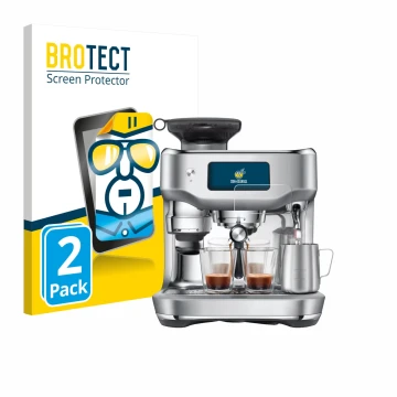 Face avant d’un emballage produit avec le logo de la marque BROTECT. À côté, l’appareil Sage the Oracle Dual Boiler est représ