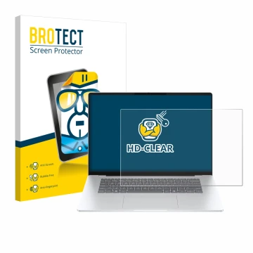 Face avant d’un emballage produit avec le logo de la marque BROTECT. À côté, l’appareil HP OmniBook 5 16 est représenté avec l
