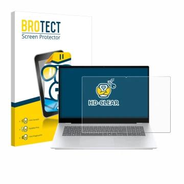 Face avant d’un emballage produit avec le logo de la marque BROTECT. À côté, l’appareil HP OmniBook 7 17-dc est représenté ave