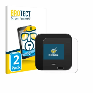 Face avant d’un emballage produit avec le logo de la marque BROTECT. À côté, l’appareil Netgear Nighthawk M7 Pro est représent