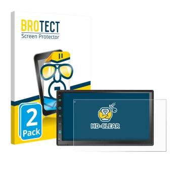 Face avant d’un emballage produit avec le logo de la marque BROTECT. À côté, l’appareil Atoto F7 WE F7G2B7WE 7