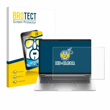 Face avant d’un emballage produit avec le logo de la marque BROTECT. À côté, l’appareil HP ProBook 4 G1a 16