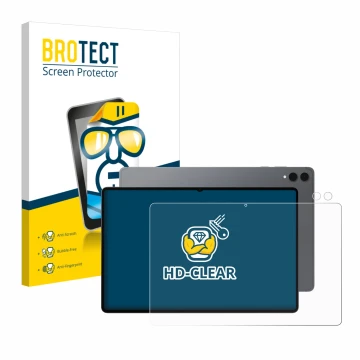 Face avant d’un emballage produit avec le logo de la marque BROTECT. À côté, l’appareil Samsung Galaxy Tab S11 Ultra (Avant+Ca