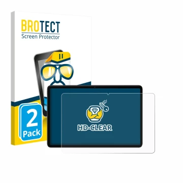 Face avant d’un emballage produit avec le logo de la marque BROTECT. À côté, l’appareil Xiaomi Redmi Pad 2 Pro 5G est représen