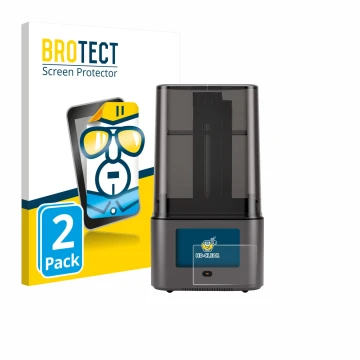 Face avant d’un emballage produit avec le logo de la marque BROTECT. À côté, l’appareil Anycubic Photon Mono 4 Ultra est repré