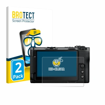 Face avant d’un emballage produit avec le logo de la marque BROTECT. À côté, l’appareil Nikon ZR 2025 est représenté avec la p