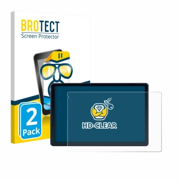 Face avant d’un emballage produit avec le logo de la marque BROTECT. À côté, l’appareil MUISOO MUIC10702 10.1