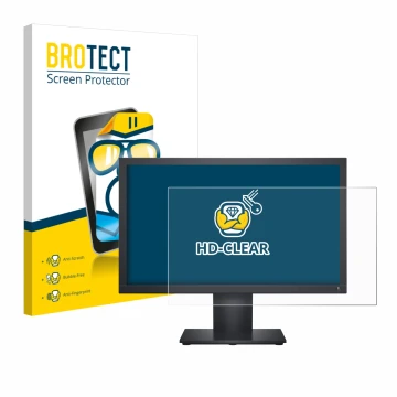 Face avant d’un emballage produit avec le logo de la marque BROTECT. À côté, l’appareil Dell E1920H est représenté avec la pro