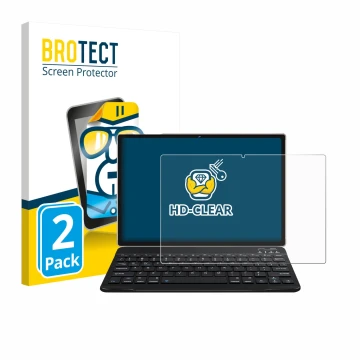 Face avant d’un emballage produit avec le logo de la marque BROTECT. À côté, l’appareil DEERTiME E9 10.1