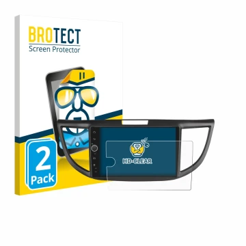 Face avant d’un emballage produit avec le logo de la marque BROTECT. À côté, l’appareil Joying Car Radio 9