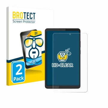 Face avant d’un emballage produit avec le logo de la marque BROTECT. À côté, l’appareil Lenovo Tab K9 est représenté avec la p